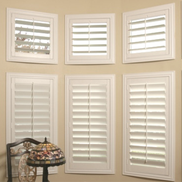 Sunburst shutters on a San Diego bay window