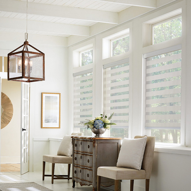 Transitional shades in a San Diego living room