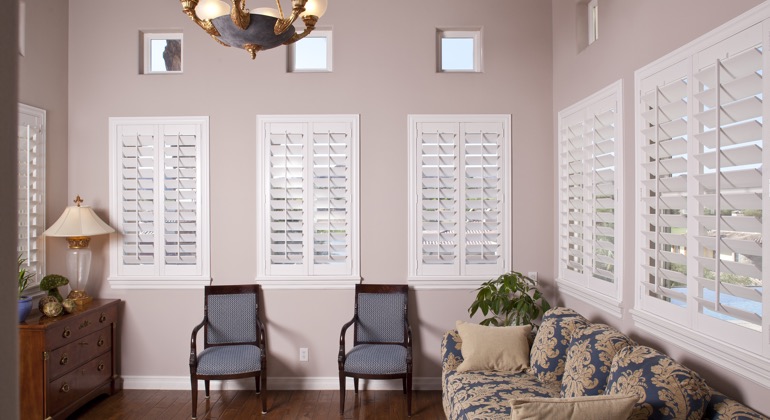 Modern parlor with casement shutters