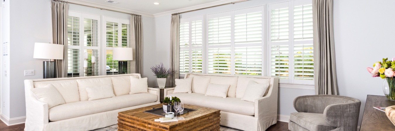 Plantation shutters in a dining room