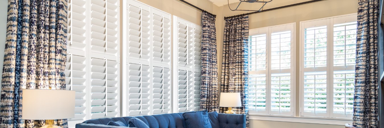 Interior shutters in Pacific Beach living room