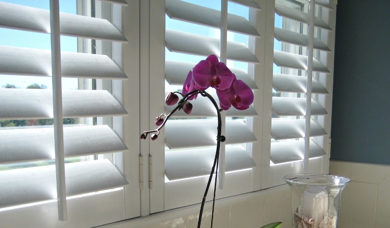 Plantation shutters are manufactured with recyclable faux wood. Faux wood plantation shutters in San Diego