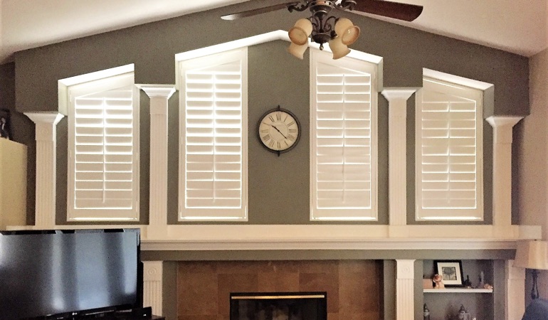 These Polywood shutters will look like new for years down the road. Polywood Shutters in Family Room in San Diego